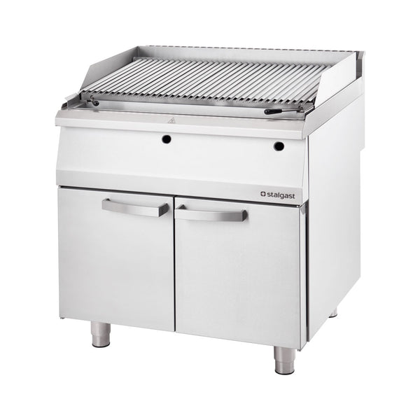 Stalgast Edelstahl Lavastein-Grill mit S-Rost für Fisch und Meeresfrüchte, Serie 700 ND, 800 mm