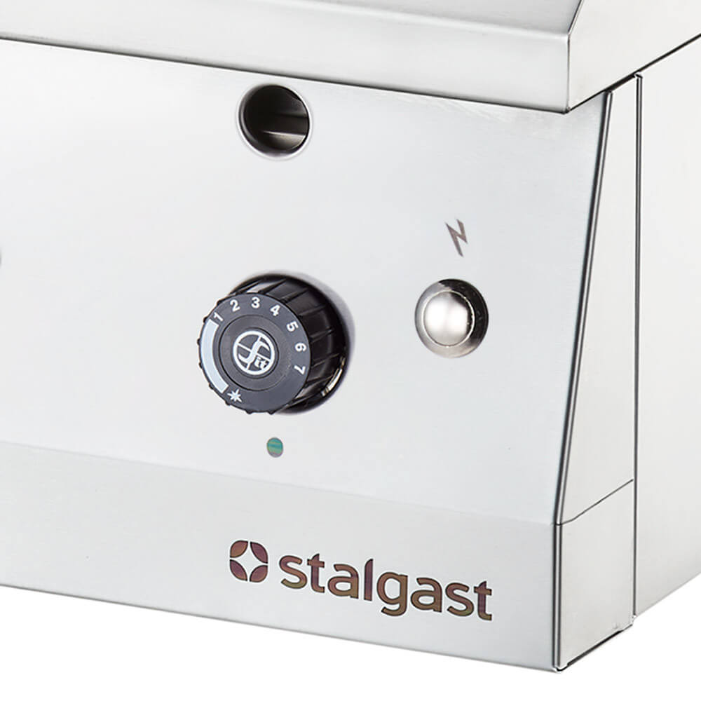 Stalgast Gas-Griddleplatte glatt, verchromt, Tischgerät, Serie 700 ND, 400x700x250 mm (BxTxH)