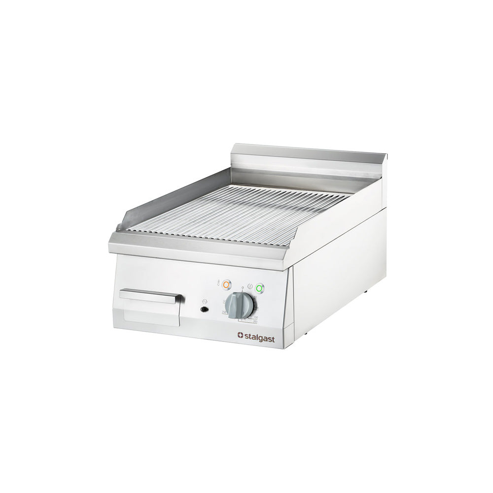 Stalgast verchromte Elektro-Griddleplatte als Tischgerät, 400x700 mm, gerillte Grillfläche, Serie 700 ND