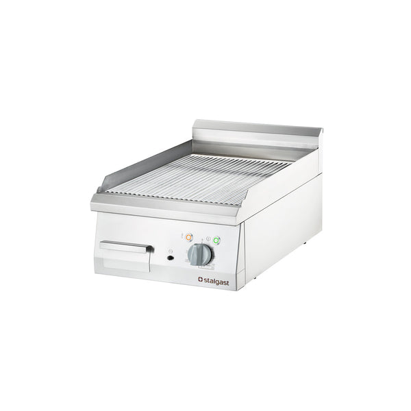 Stalgast verchromte Elektro-Griddleplatte als Tischgerät, 400x700 mm, gerillte Grillfläche, Serie 700 ND