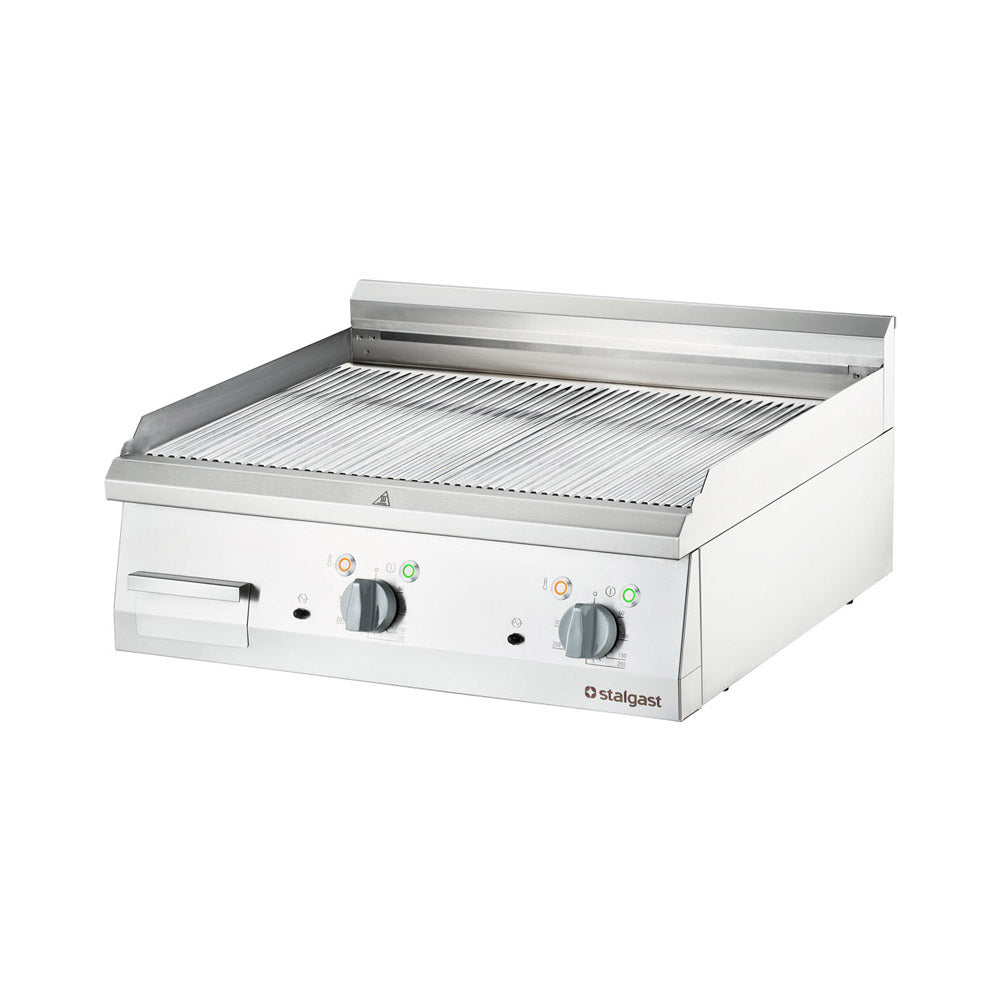 Stalgast verchromte Elektro-Griddleplatte als Tischgerät, 800x700 mm, gerillte Grillfläche, Serie 700 ND