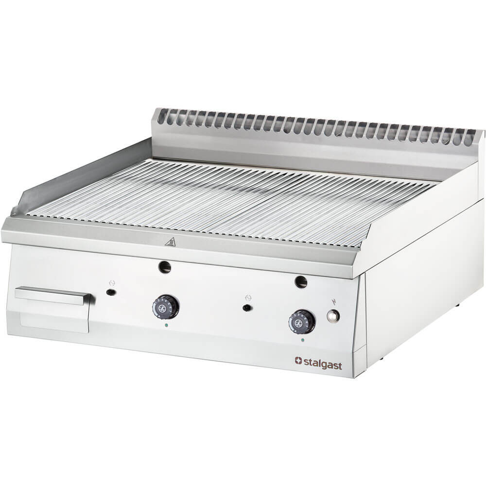 Stalgast Gas-Griddleplatte, gerillt, verchromt, Tischgerät, Serie 700 ND - gerillt 800x700x250 mm (BxTxH)
