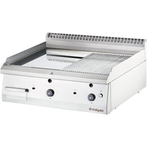 Stalgast Gas-Griddleplatte, verchromt, Tischgerät, Serie 700 ND - ½ glatt / ½ gerillt 800x700x250 mm (BxTxH)