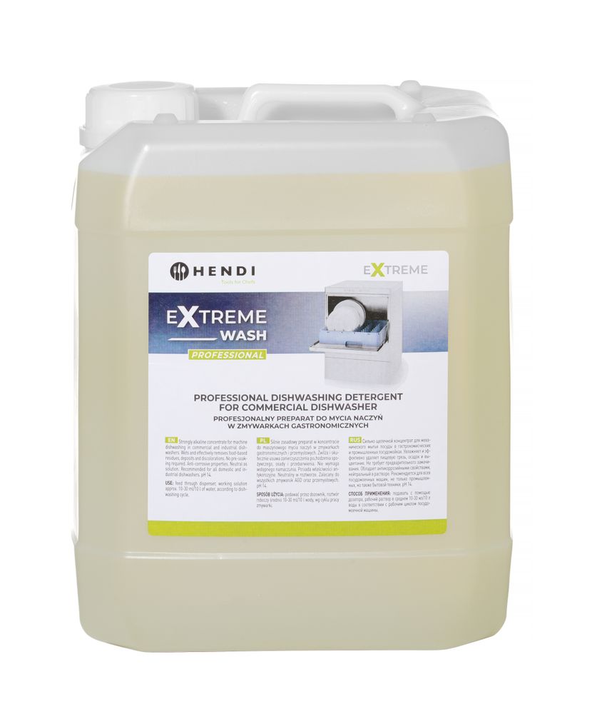 HENDI Extreme Wash Professionelles Geschirrspülmittel für Gewerbegeschirrspüler, 10 l für Geschirrspüler