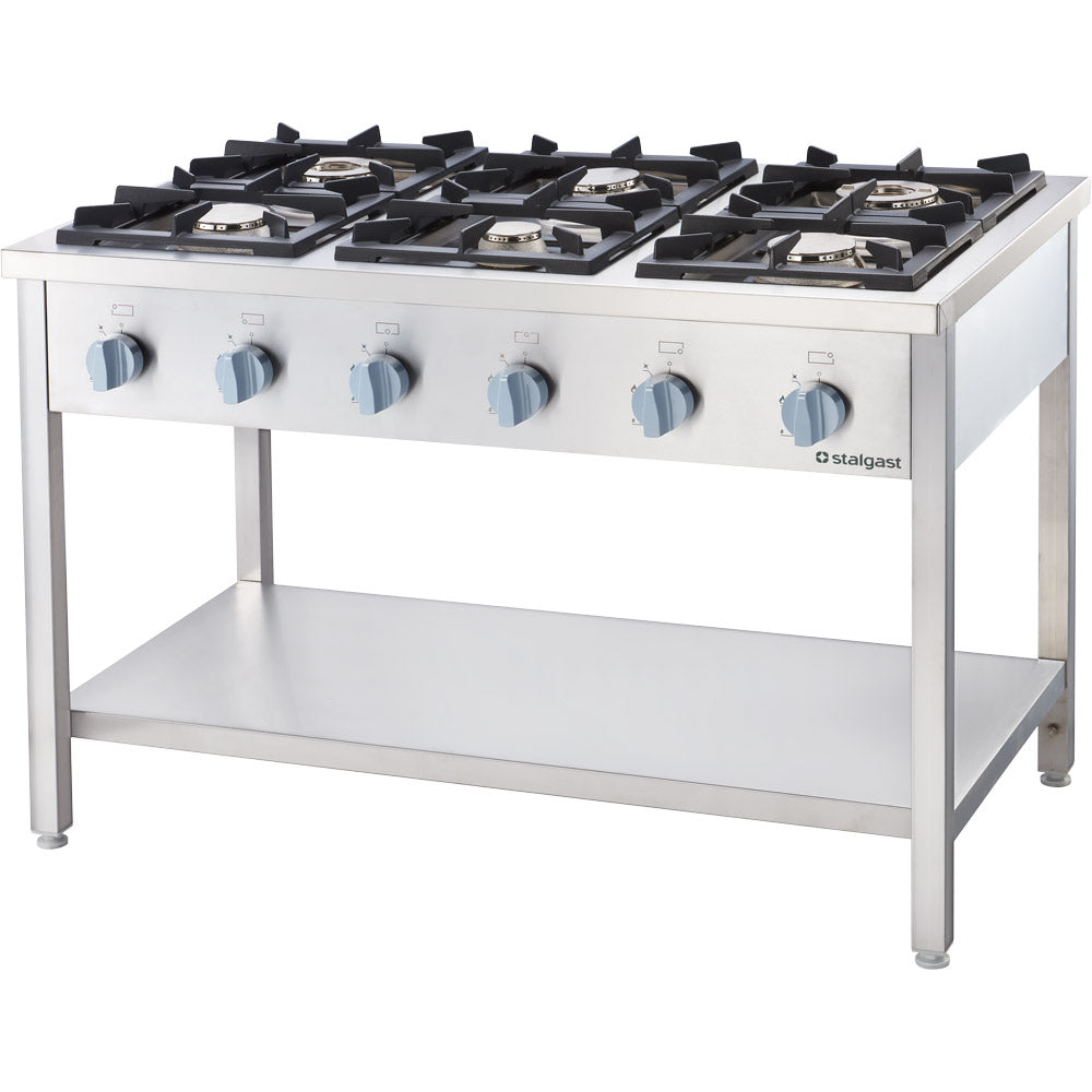 Stalgast Gasherd Serie 700, 6-Brenner (3,5+3x5+2x7), G30, 1200x700x850 mm (BxTxH), Selbstmontage