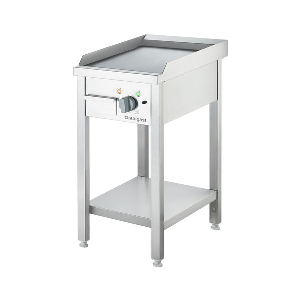 Stalgast Elektro-Griddleplatte als Standgerät - glatt, Unterbau offen, 400 x 700 x 850 mm (BxTxH)