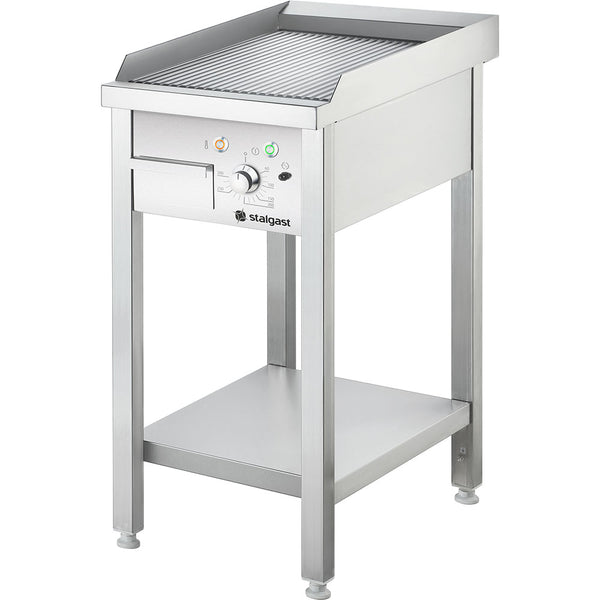 Stalgast Elektro-Griddleplatte als Standgerät - gerillt, Unterbau offen, 400 x 700 x 850 mm (BxTxH)