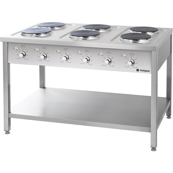 Stalgast Edelstahl Elektroherd Serie 700, 6 Platten à 2,6 kW, 1200x700x850 (BxTxH)