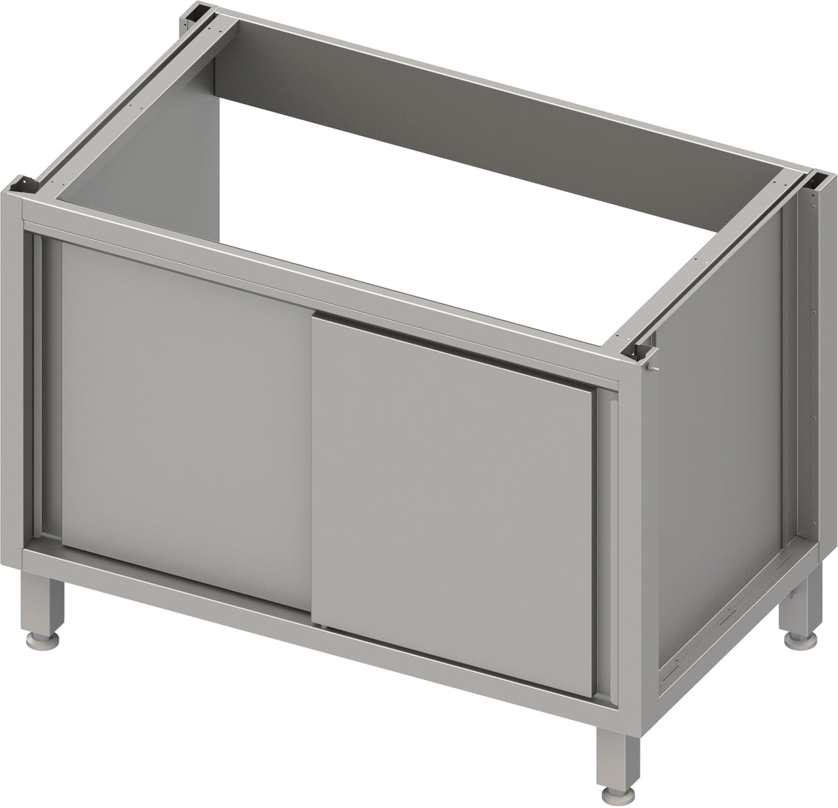 Stalgast Spülenunterschrank Boxversion 2.0, für Beine/Sockelrahmen, mit Schiebetüren 1200x540x660 mm