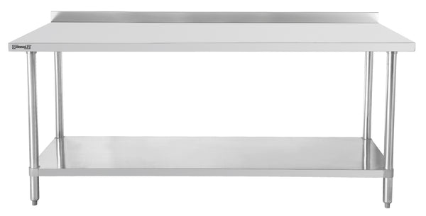Arbeitstisch Edelstahl 600 mit Aufkantung und Grundboden 800 mm
