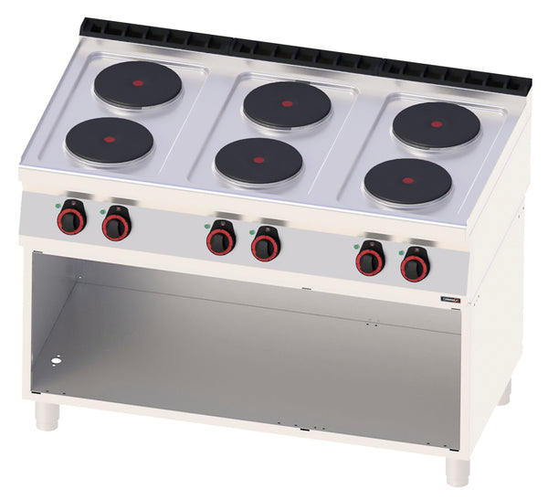 Elektroherd 6 Kochplatten mit offenem Unterbau 120
