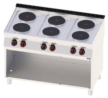 Elektroherd 6 Kochplatten mit offenem Unterbau 120