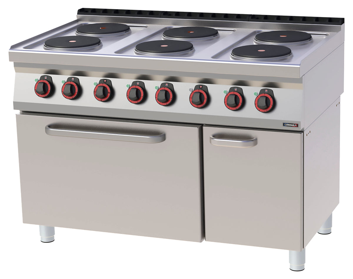 Elektroherd 6 Kochplatten mit statischem Elektro-Ofen GN 2/1 120