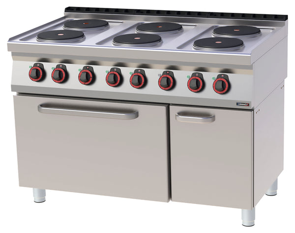 Elektroherd 6 Kochplatten mit statischem Elektro-Ofen GN 2/1 120
