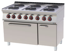 Elektroherd 6 Kochplatten mit statischem Elektro-Ofen GN 2/1 120