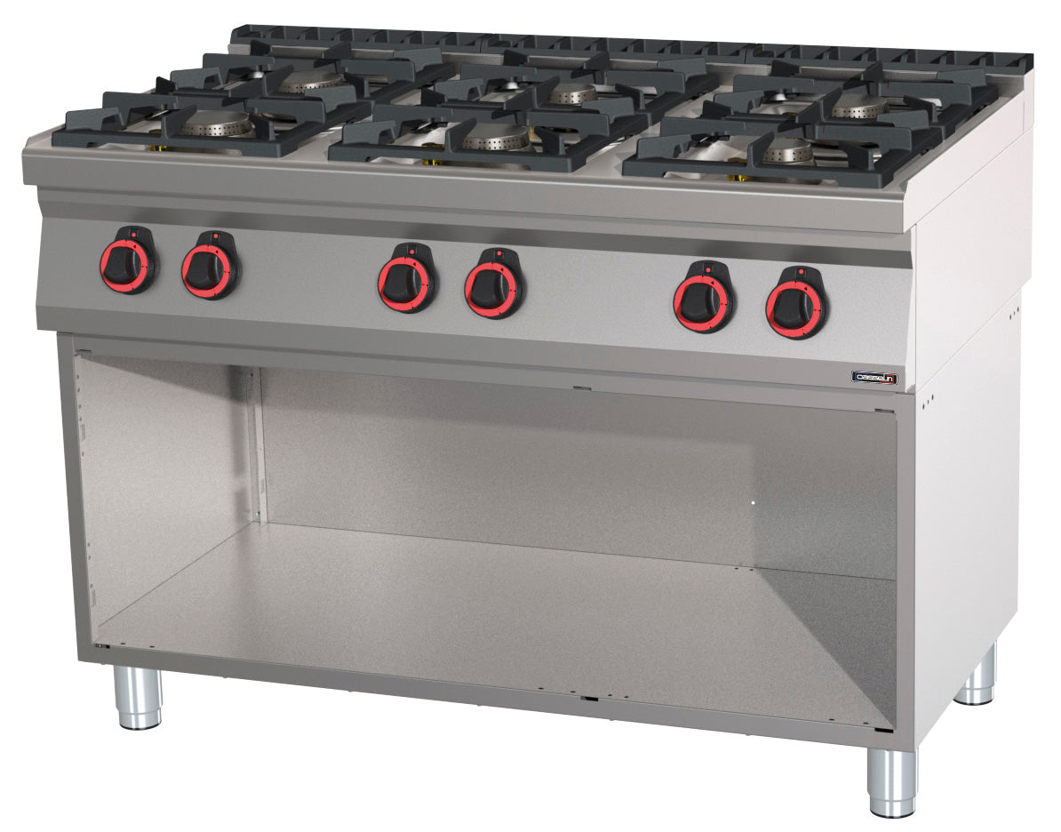 Gasherd 6 Brenner mit offenem Unterbau HP 120