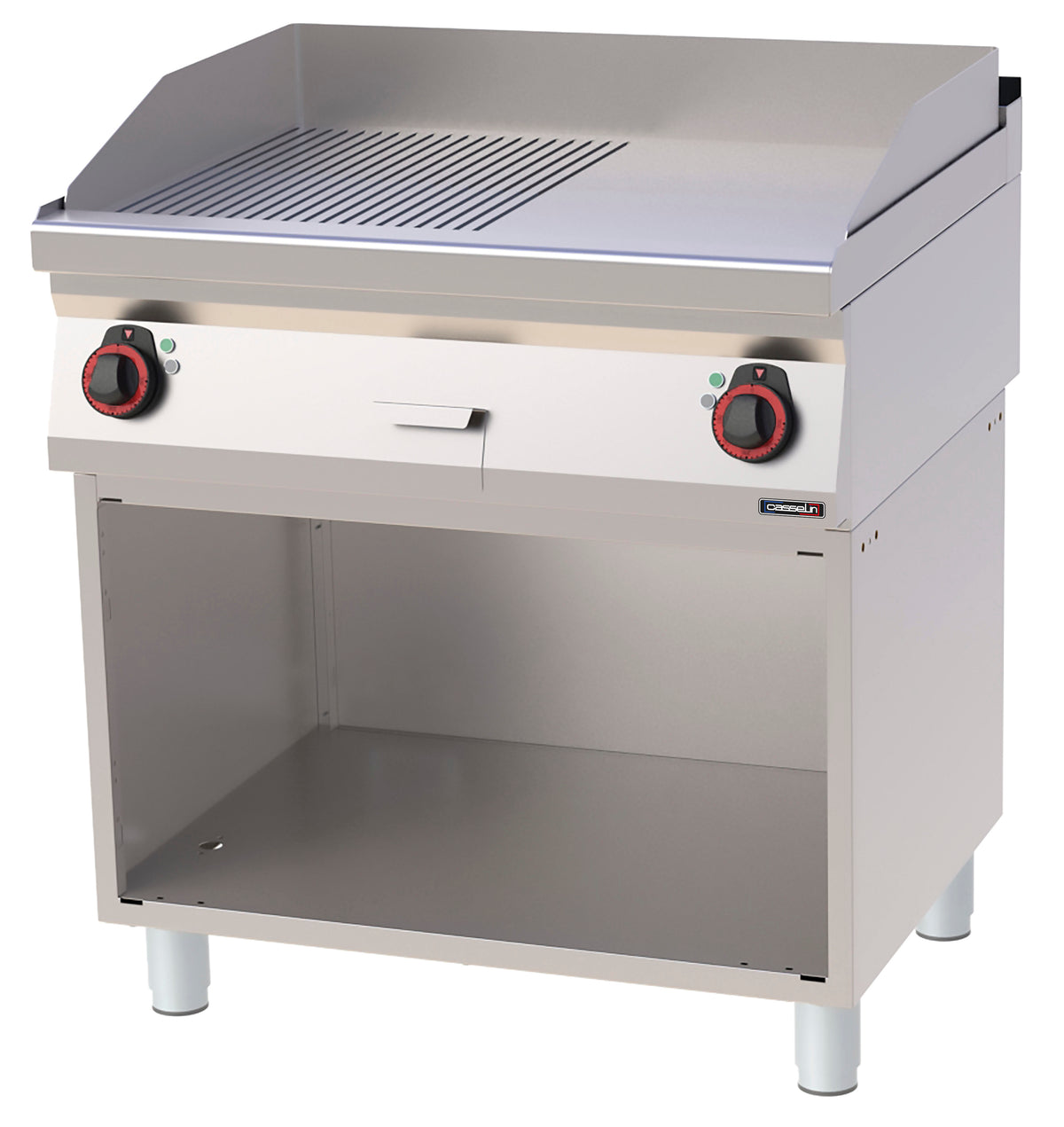 Grillplatte gerillt/glatt verchromt mit offenem Unterbau 80