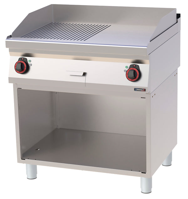 Grillplatte gerillt/glatt verchromt mit offenem Unterbau 80