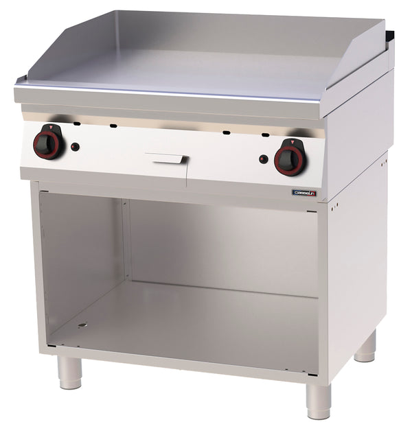 Gas-Grillplatte glatt Gusseisen mit offenem Unterbau 80