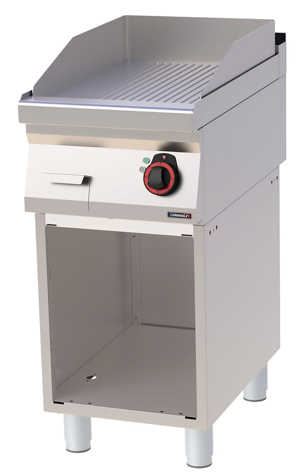 Grillplatte gerillt Gusseisen mit offenem Unterbau 40