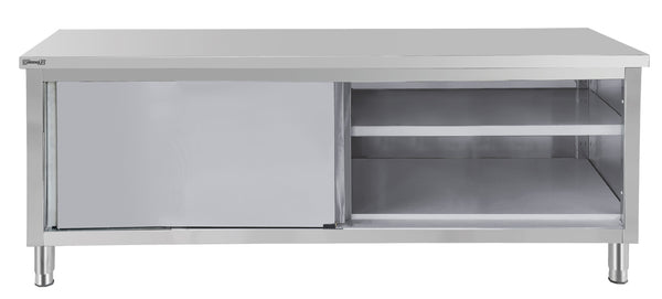 Arbeitstisch Edelstahl 700 mit Schiebetüren 1000 mm