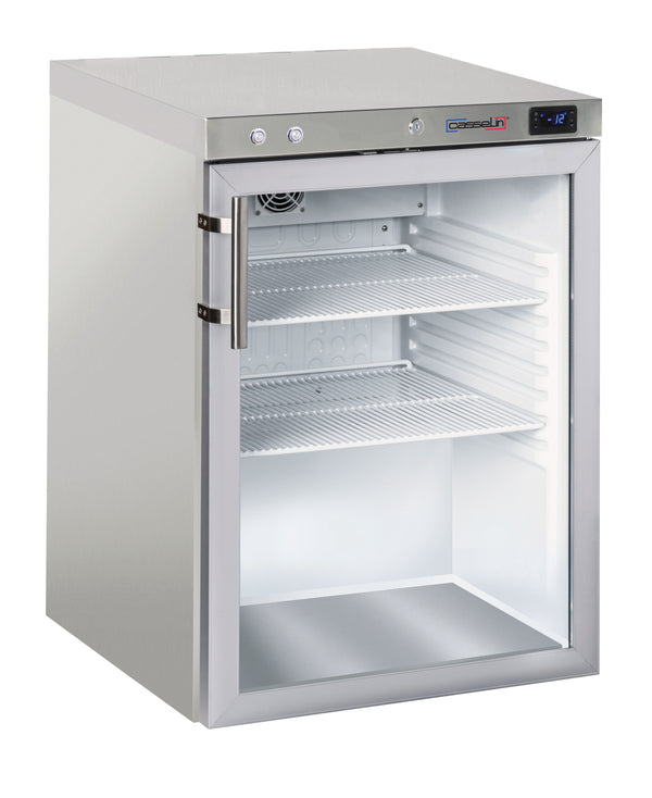 Glastür-Tiefkühlschrank 140 L Edelstahl