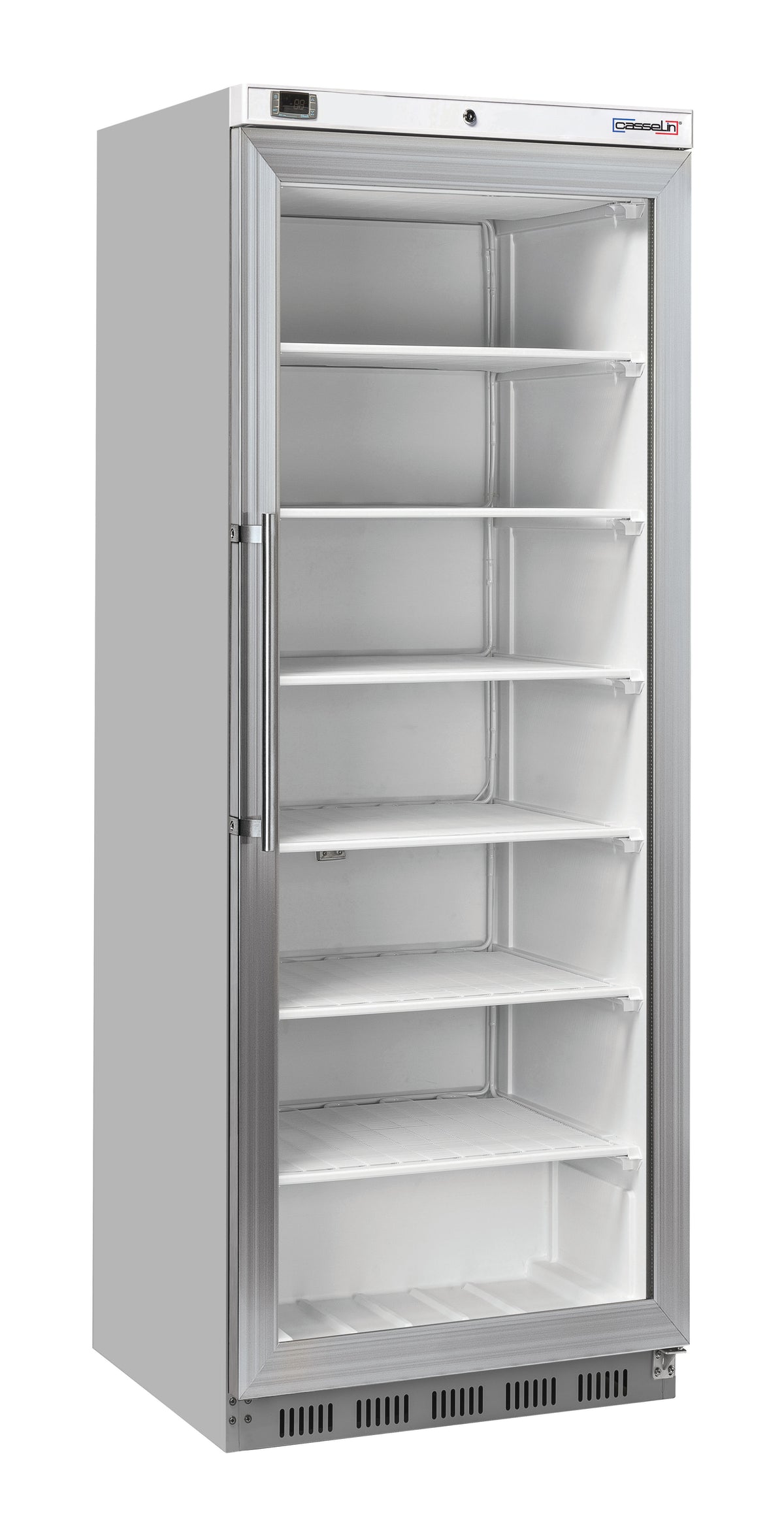 Glastür-Tiefkühlschrank 400 L Edelstahl
