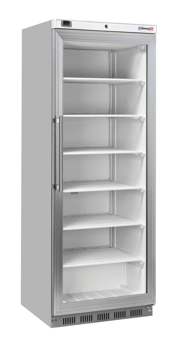 Glastür-Tiefkühlschrank 400 L Edelstahl