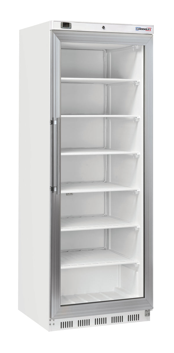 Glastür-Tiefkühlschrank 400 L weiß