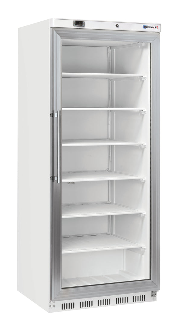Glastür-Tiefkühlschrank 600 L weiß