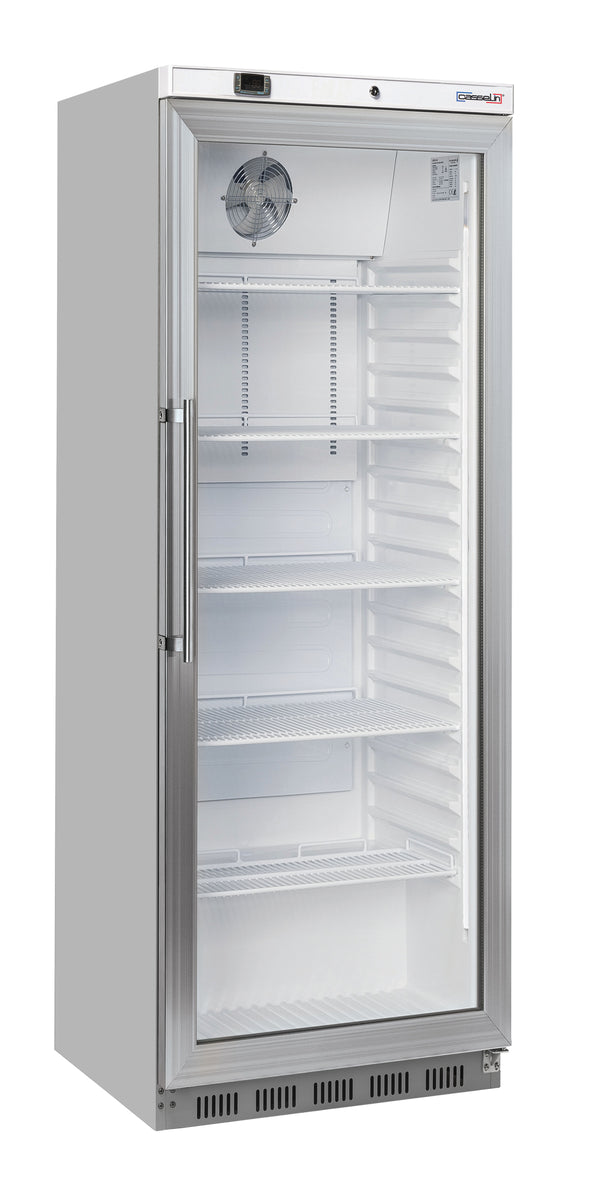 Glastür-Kühlschrank 400 L Edelstahl
