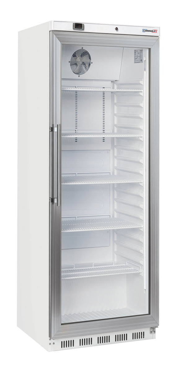 Glastür-Kühlschrank 400 L weiß
