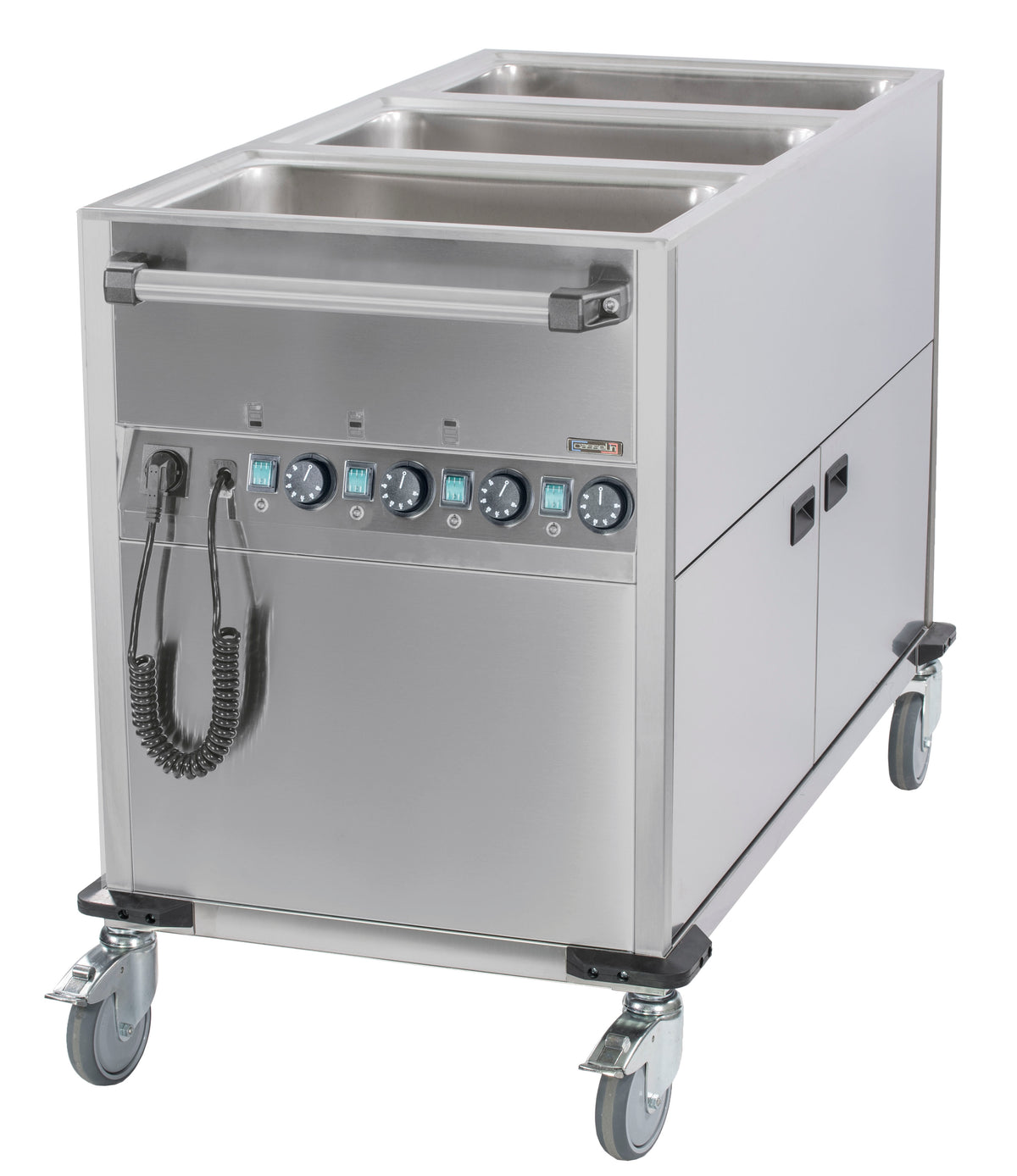 Bain-Marie-Wagen wasserbeheizt mit Wärmeschrank 3 x GN 1/1