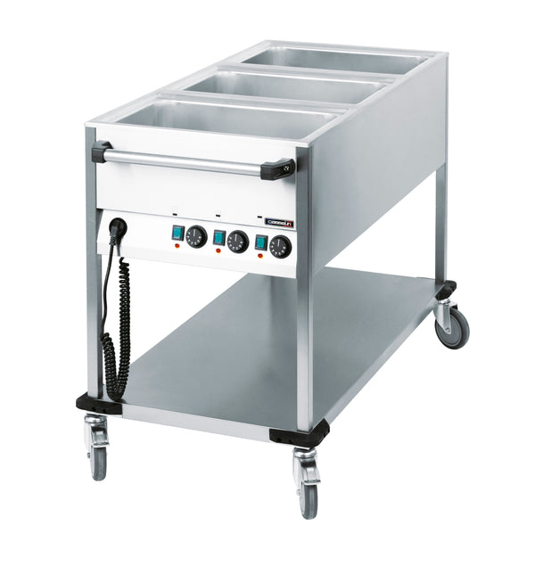 Bain-Marie-Wagen wasserbeheizt 
3 x GN 1/1