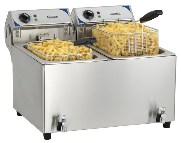 Elektro-Fritteuse mit Ablasshahn 2 x 10 Liter