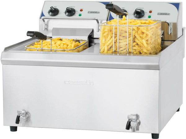 Elektro-Fritteuse 2 x 10 Liter mit Ablasshahn Hochleistung