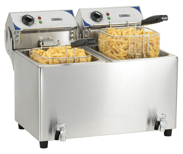 Elektro-Fritteuse mit Ablasshahn 2 x 7 Liter