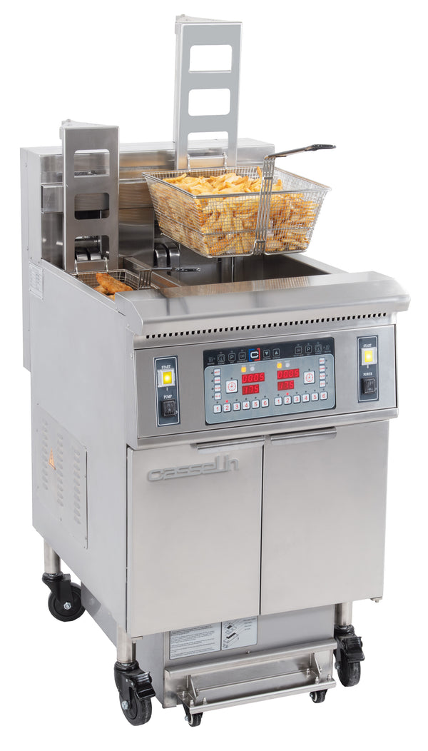 Elektro-Fritteuse mit automatischer Korbhebung und Filtration 12 + 22 Liter