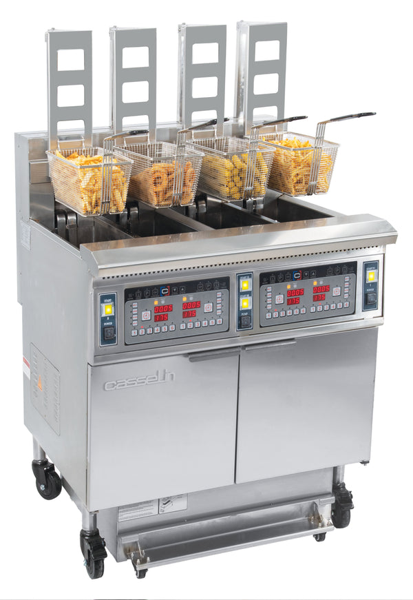 Elektro-Fritteuse mit automatischer Korbhebung und Filtration 4 x 12 Liter
