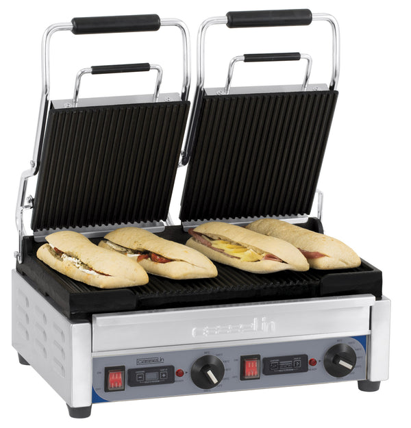 Kontaktgrill Premium doppelt Platten gerillt - gerillt mit Timer