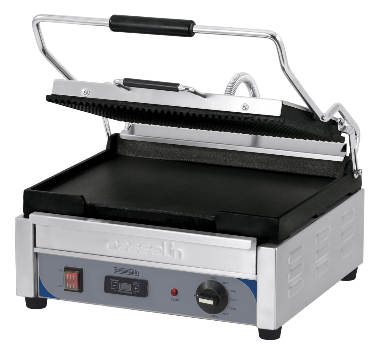 Kontaktgrill Premium groß Platten gerillt - glatt mit Timer
