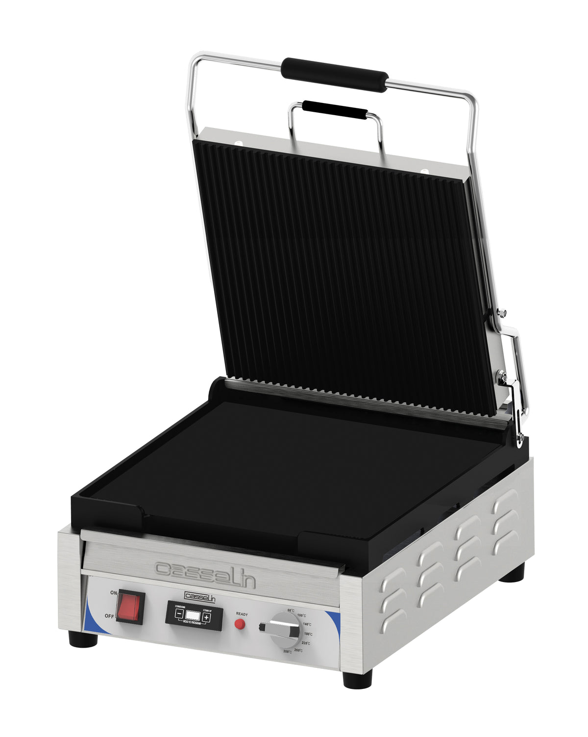 Kontaktgrill Premium Platten gerillt - glatt mit Timer - XL