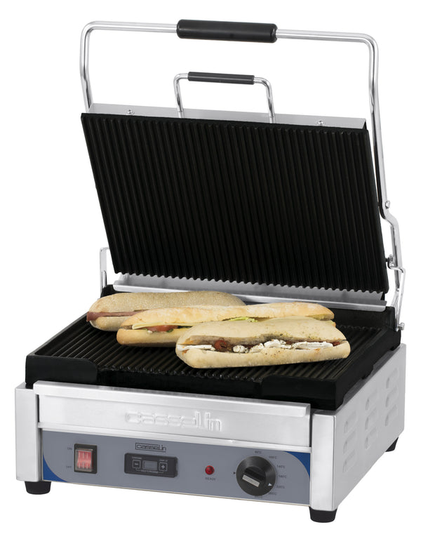Kontaktgrill Premium groß Platten gerillt - gerillt mit Timer