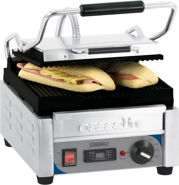 Kontaktgrill Premium klein Platten gerillt - gerillt mit Timer