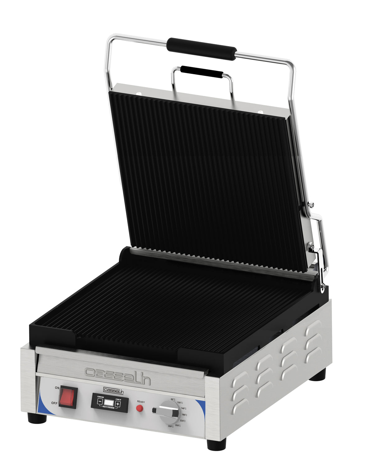Kontaktgrill Premium Platten gerillt - gerillt mit Timer - XL