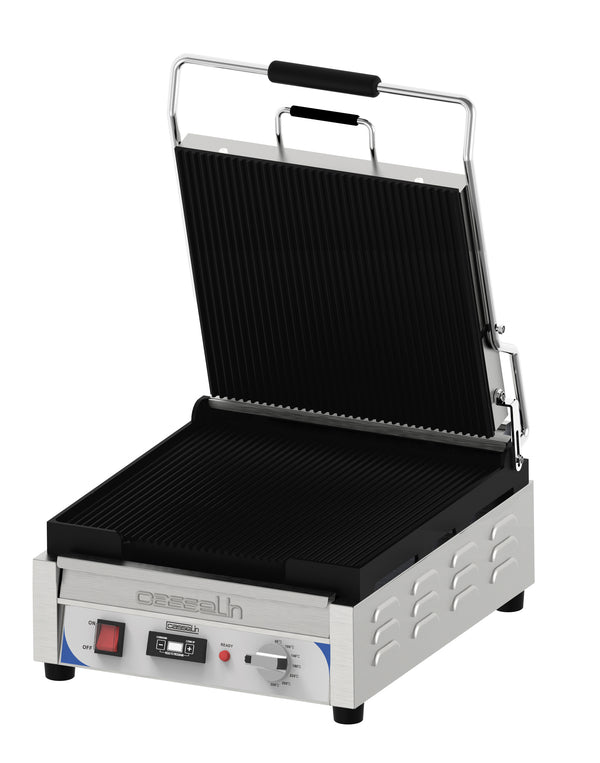 Kontaktgrill Premium Platten gerillt - gerillt mit Timer - XL