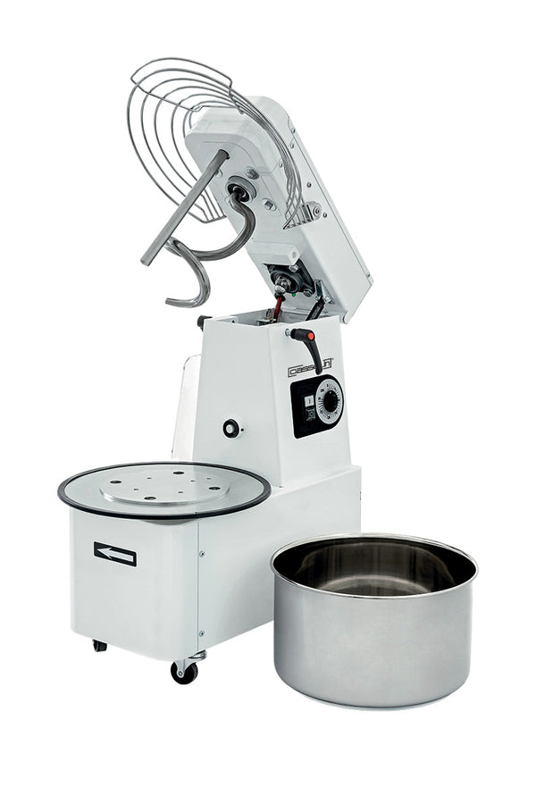 Spiralkneter mit hochklappbarem Kopf und herausnehmbarem Kessel 35 kg