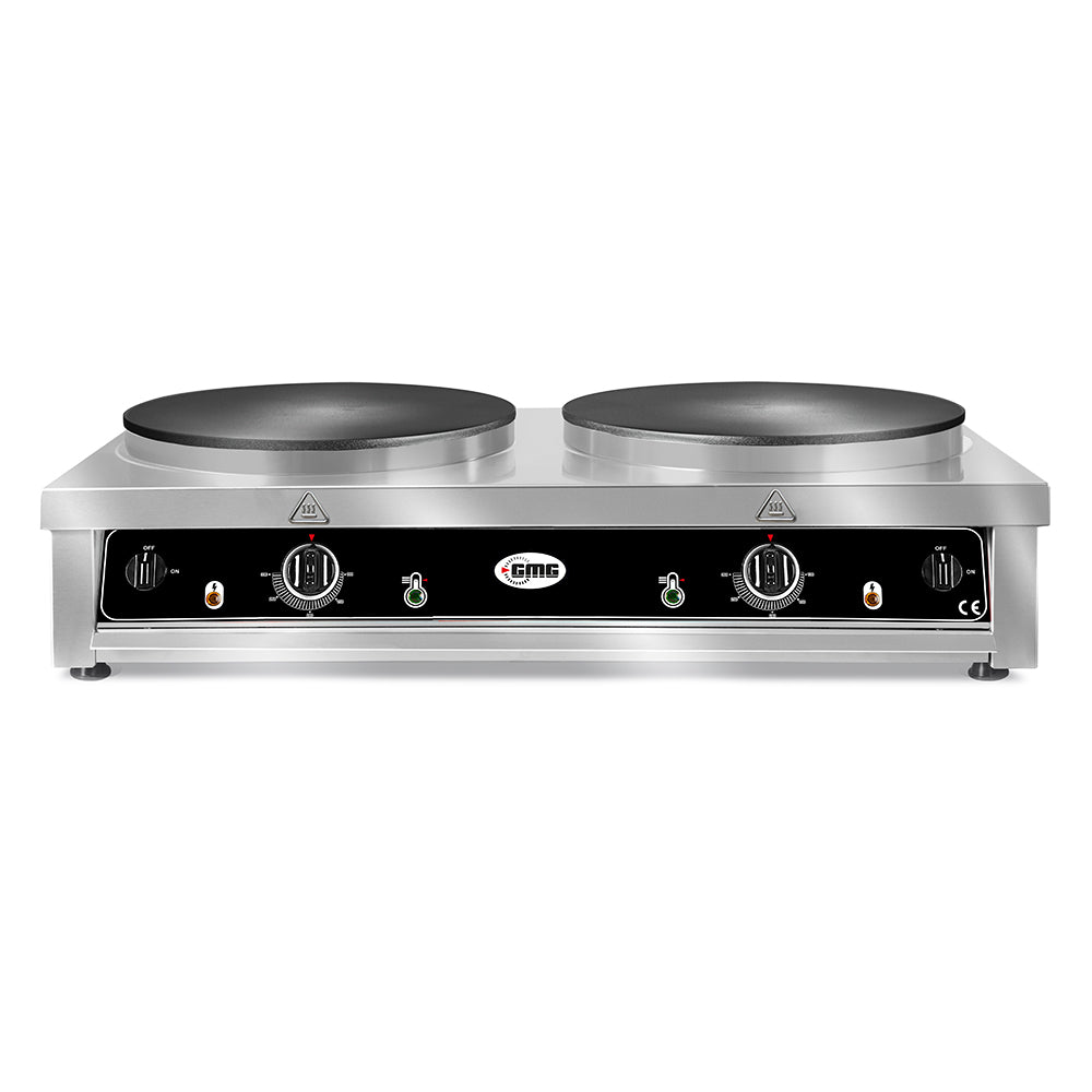 GMG Crepes-Eisen, Ø 40 + 40cm, Plattendurchmesser 40cm, Backplatte Teflonbeschichtet, 50°, 300°, Gehäuse Edelstahl