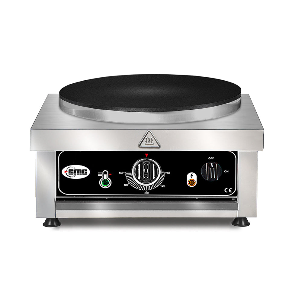 GMG Crepes-Eisen, Ø 40cm, Plattendurchmesser 40cm, Backplatte Teflonbeschichtet, 50°, 300°, Gehäuse Edelstahl, eckiges G
