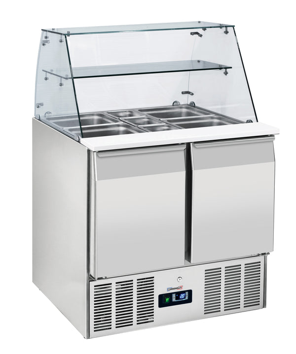 Saladette mit Glasvitrine 2 Türen GN 1/1